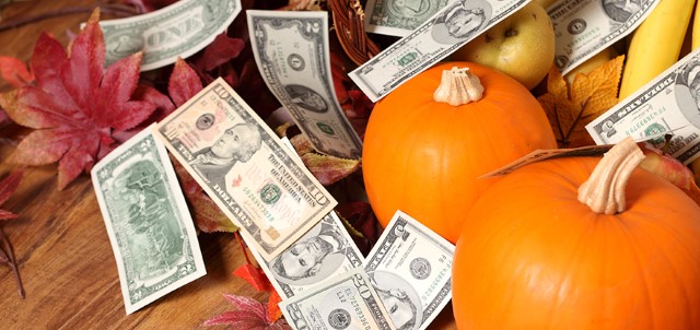 Thanksgiving cash stock photo