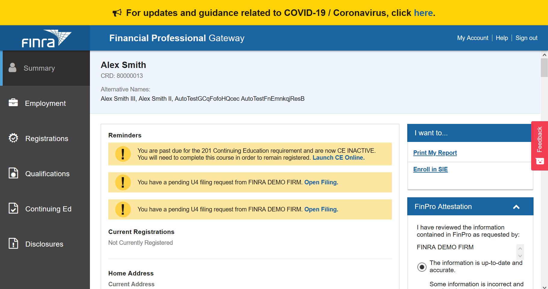 Allow Rep Edits Form U4 in FinPro
