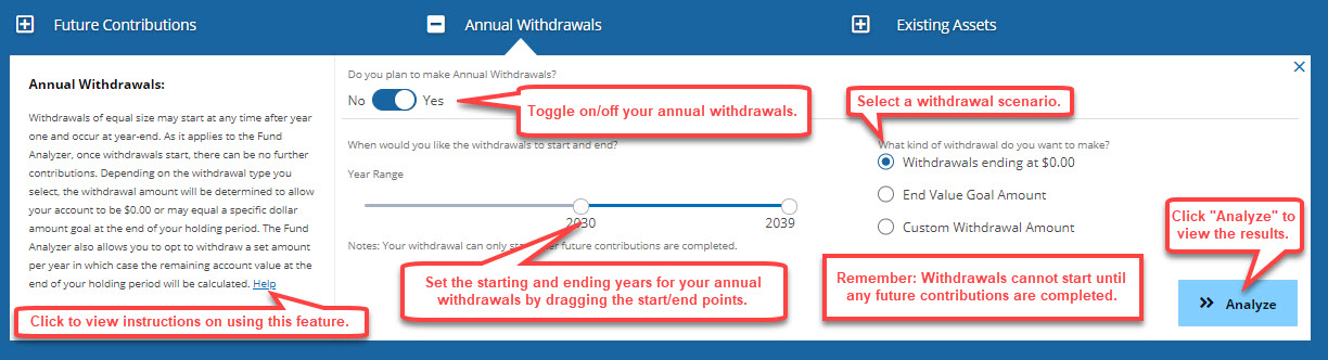 fund analyzer annual withdrawals