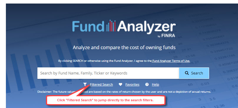 fund analyzer filtered search