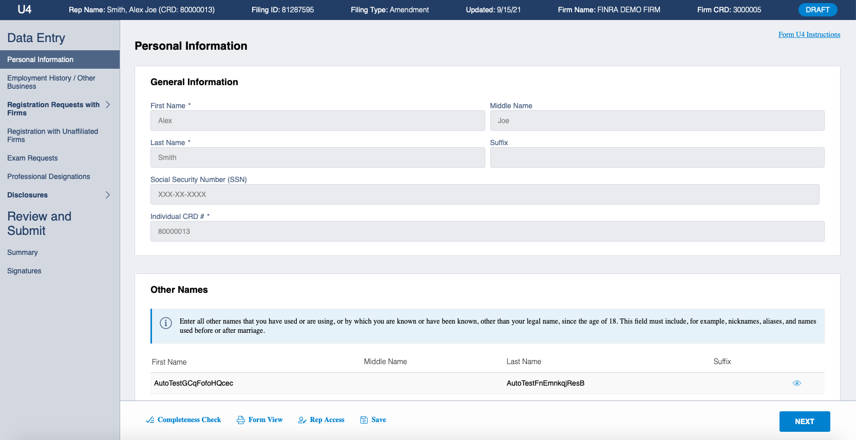 Allow Rep Edits: Review the Filing and Navigate to the Signatures Section