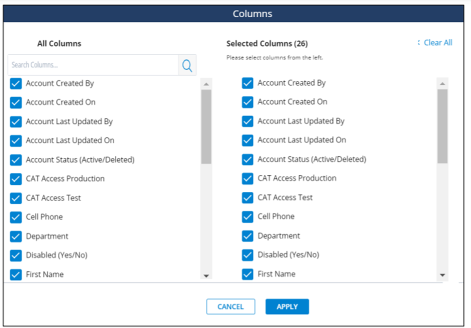 Entitlement Reference Guide - Section 10 - 10.2 columns screen