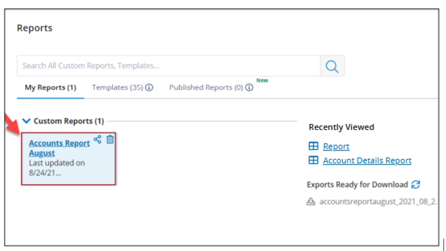 Entitlement Reference Guide - Section 10 - 10.4 reports screen