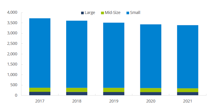 Firm Distribution by Size, 2017−2021