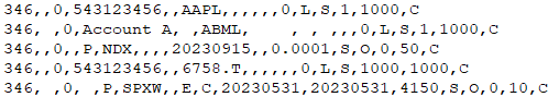 CSV text file example