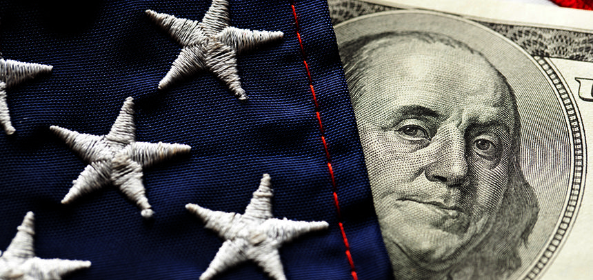 Money and Flag stock photo